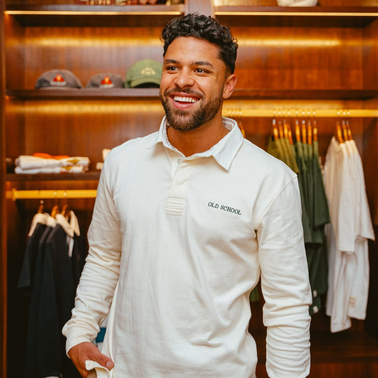 Old School Word OS LS Rugby Jersey-Ivory