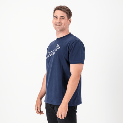 Springboks Outline EMB Regular Crew Tee-Navy