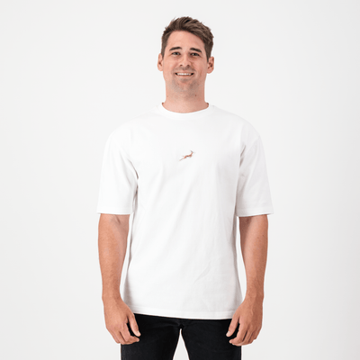 Springboks Pop Badge Boxy Crew Tee-White