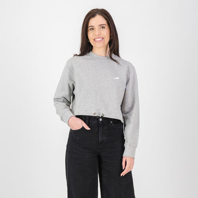 Springboks Crop Crew Sweat - LT Grey Melange