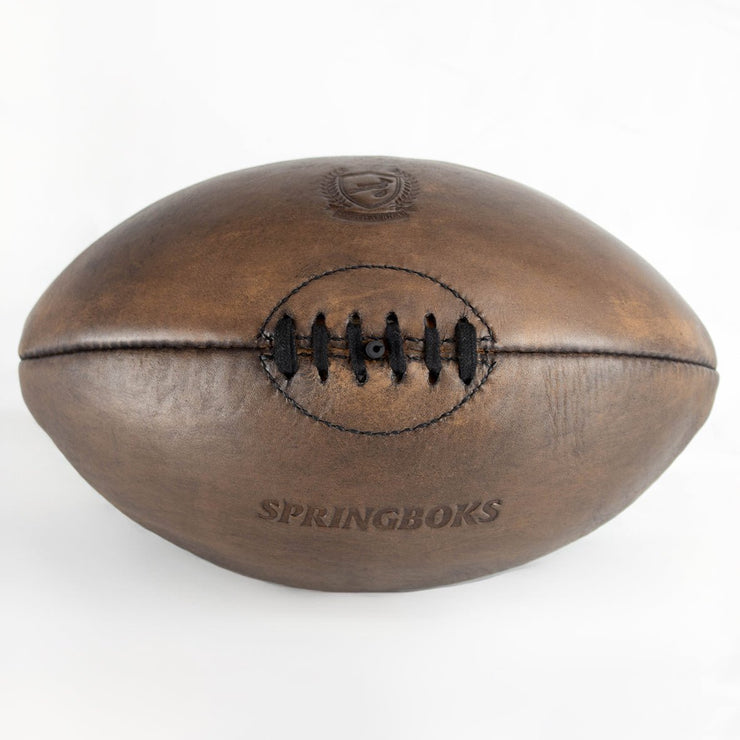 Springboks Leather Rugby Ball-Dark Brown