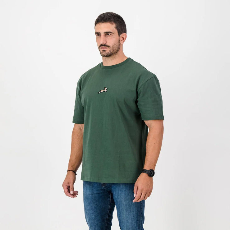 Springboks Nat Badge Boxy Crew Tee-OS Green