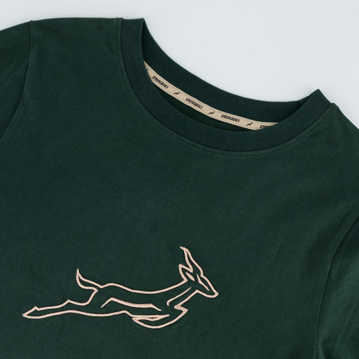 Springboks Outline Bok Ladies Crew Tee-OS Green