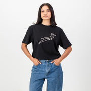 Springboks Outline EMB Regular Crew Tee-Black