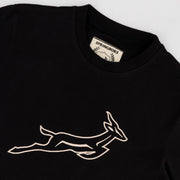 Springboks Outline EMB Regular Crew Tee-Black