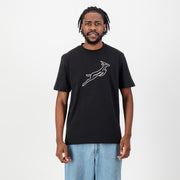 Springboks Outline EMB Regular Crew Tee-Black