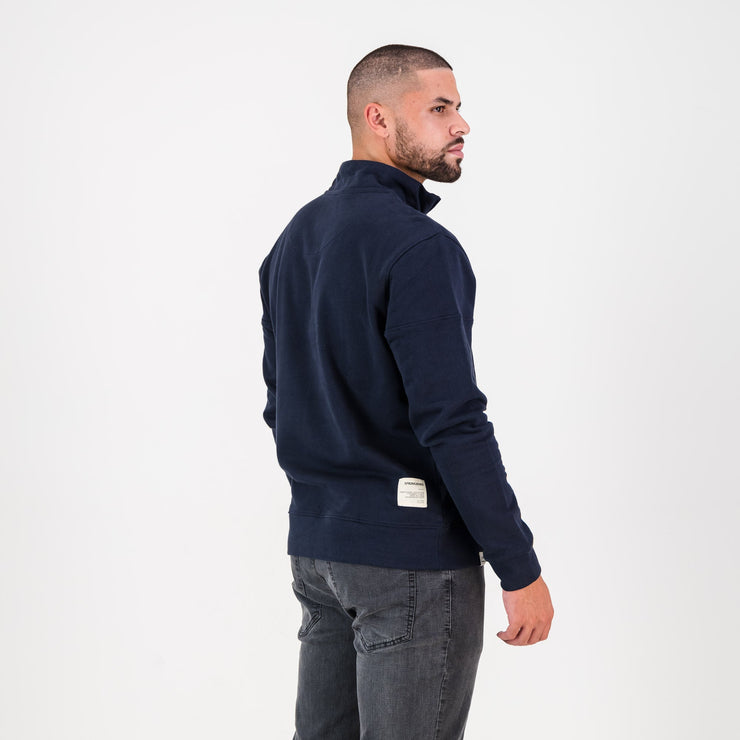 Springboks Pop Badge Quarter Zip Sweat-Navy