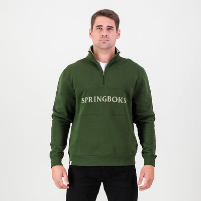 Springboks Word Quarter Zip Sweat-Military Olive
