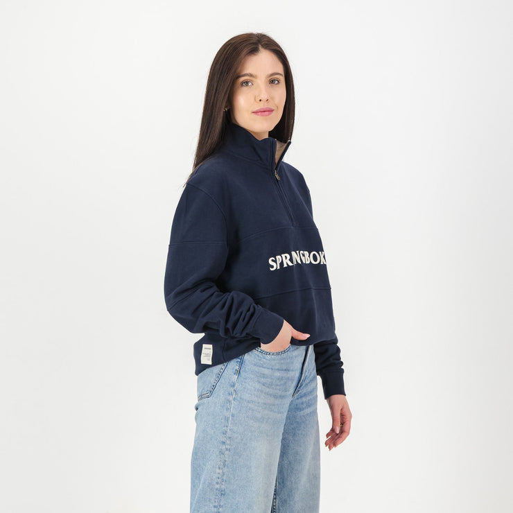 Springboks Word Quarter Zip Sweat-Navy