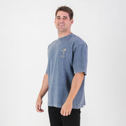 Stillknocks Acid Wash Boxy Crew Tee- Faded Denim