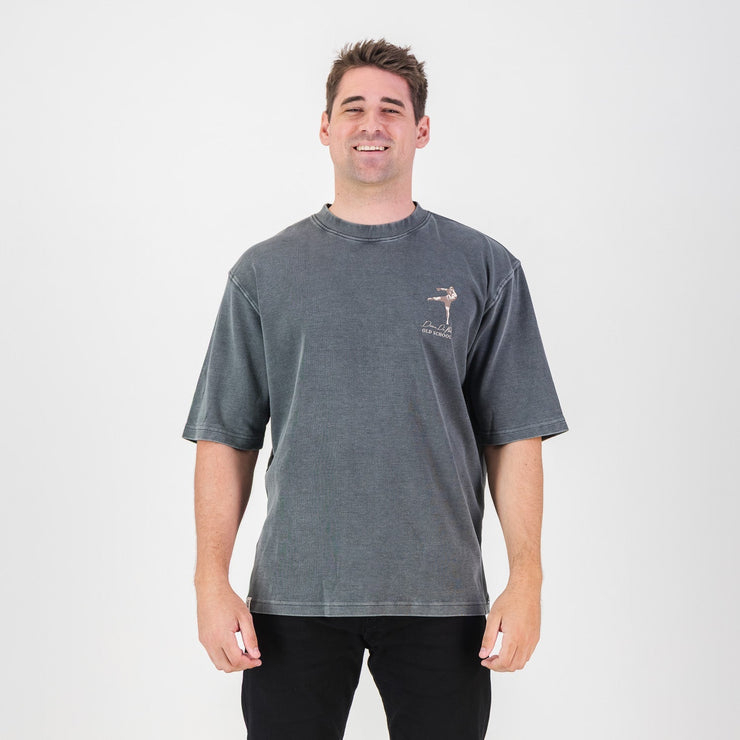 Stillknocks Acid Wash Boxy Crew Tee- Turb Grey