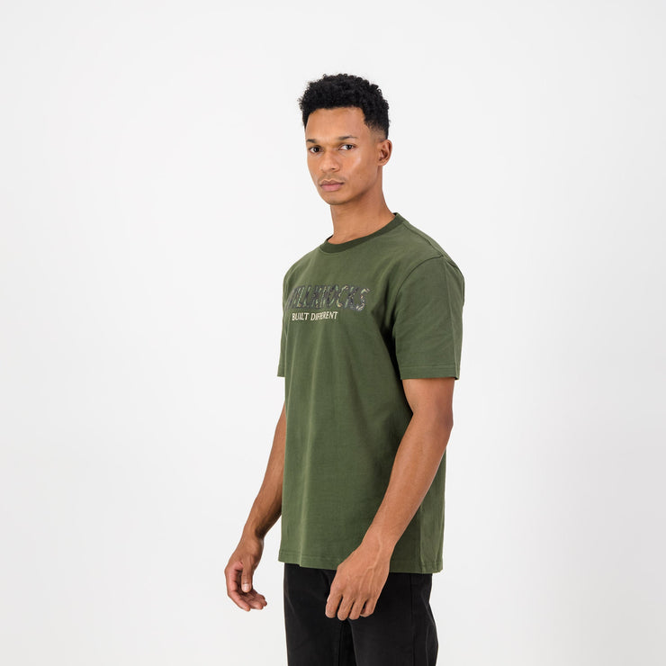 Stillknocks Built Diff Regular Crew Tee-Military Olive
