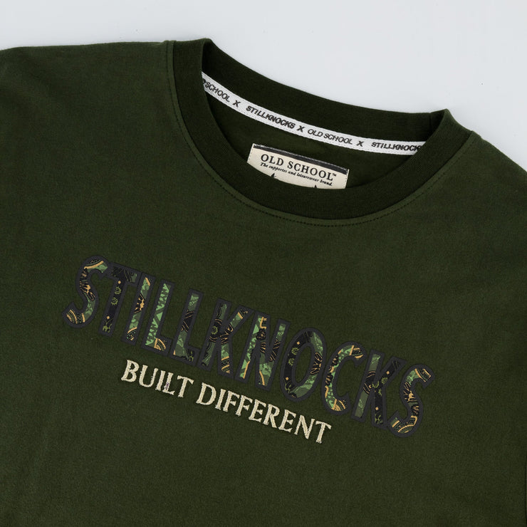 Stillknocks Built Diff Regular Crew Tee-Military Olive